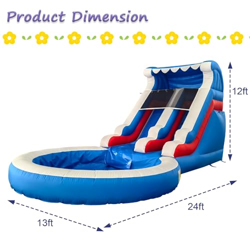 20FT Inflatable Water Slide with Climbing Ladder and Splash Pool E3946