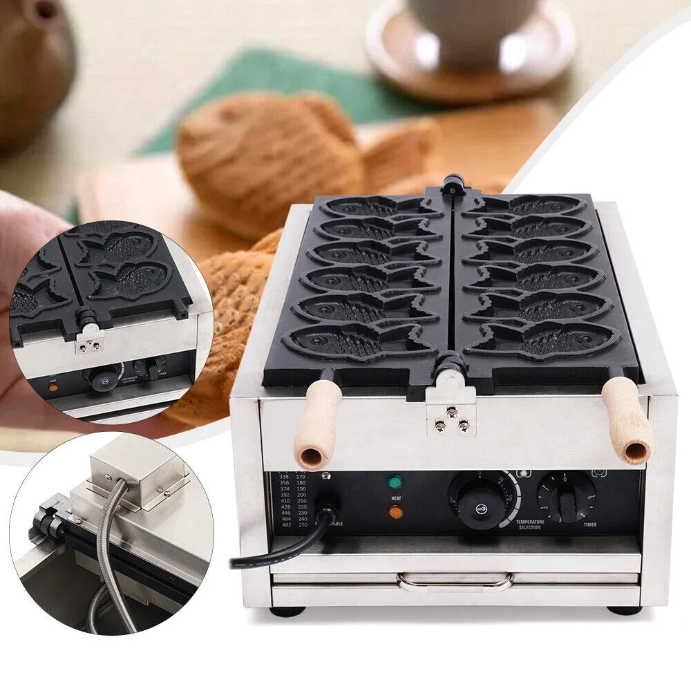 Nonstick Stainless Steel Fish Shape Waffle Iron Baker Machine H499107