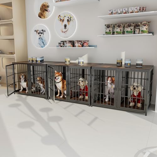 Large Wooden Dog Crate Furniture with Removable Divider I9583