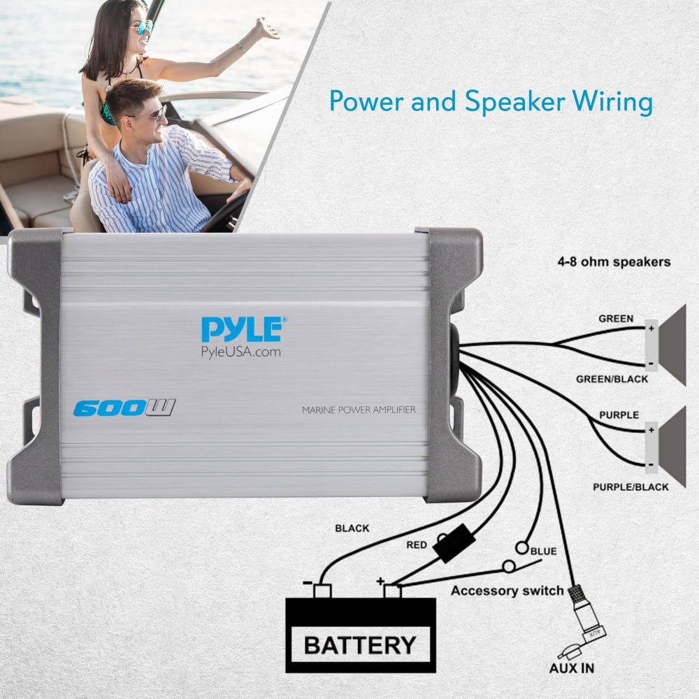 Waterproof 600 W 2 Channel Marine Power Audio Amplifier T682