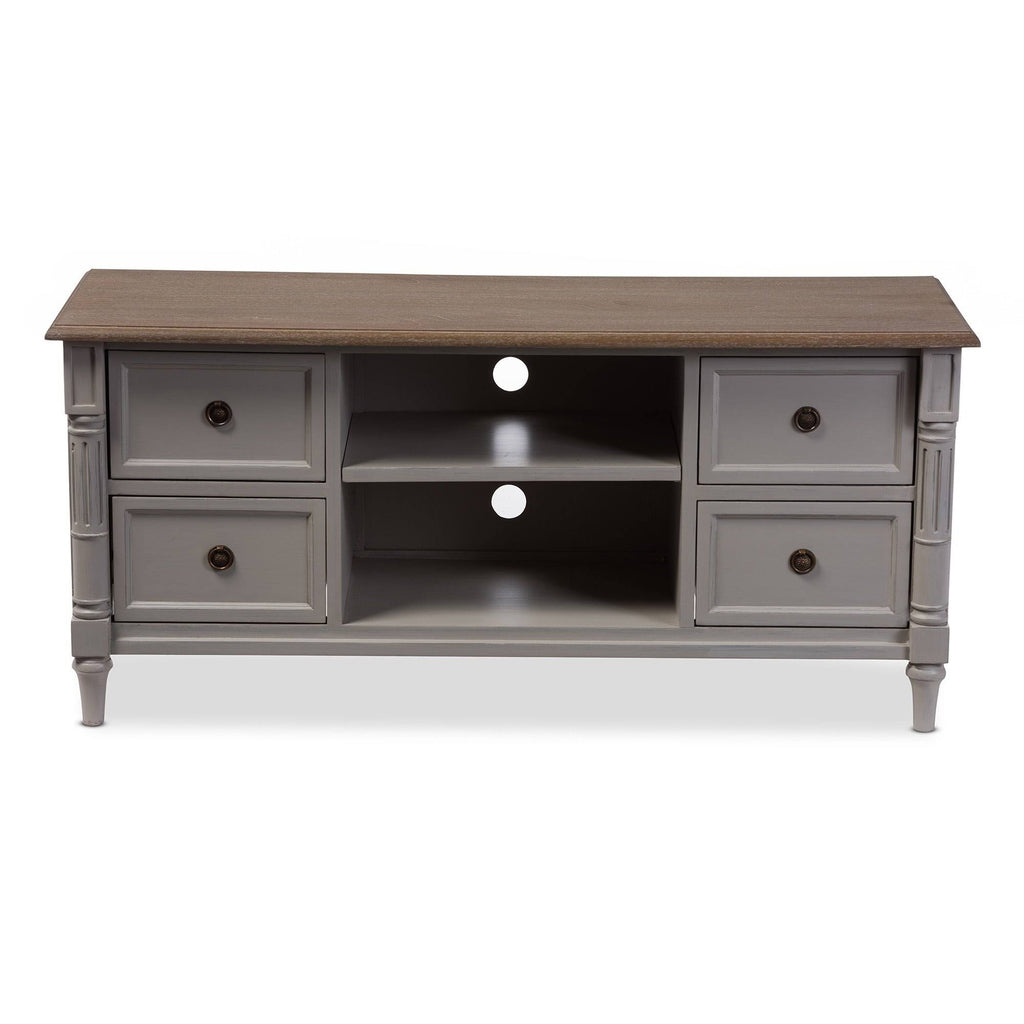 White Wash Distressed 4-Drawer TV Cabinet C92725
