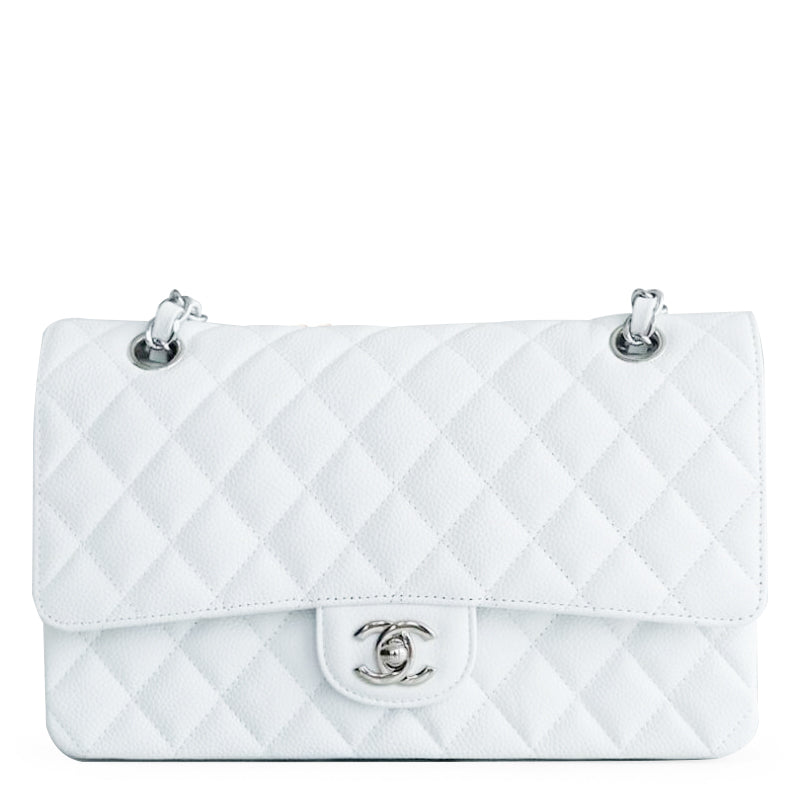 Quilted Medium Double Flap White Q2506