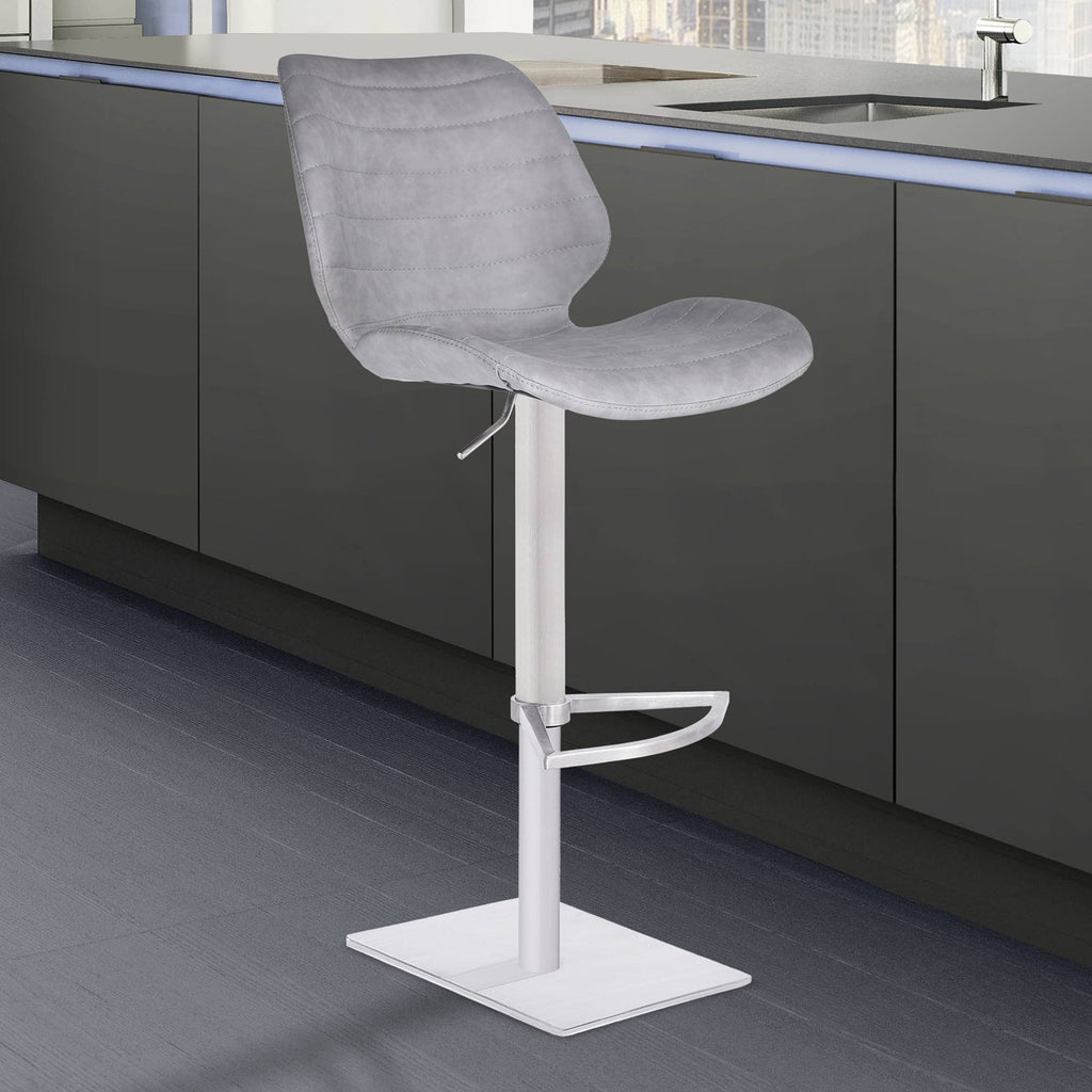 Vintage Light Grey Adjustable Swivel Barstool J269
