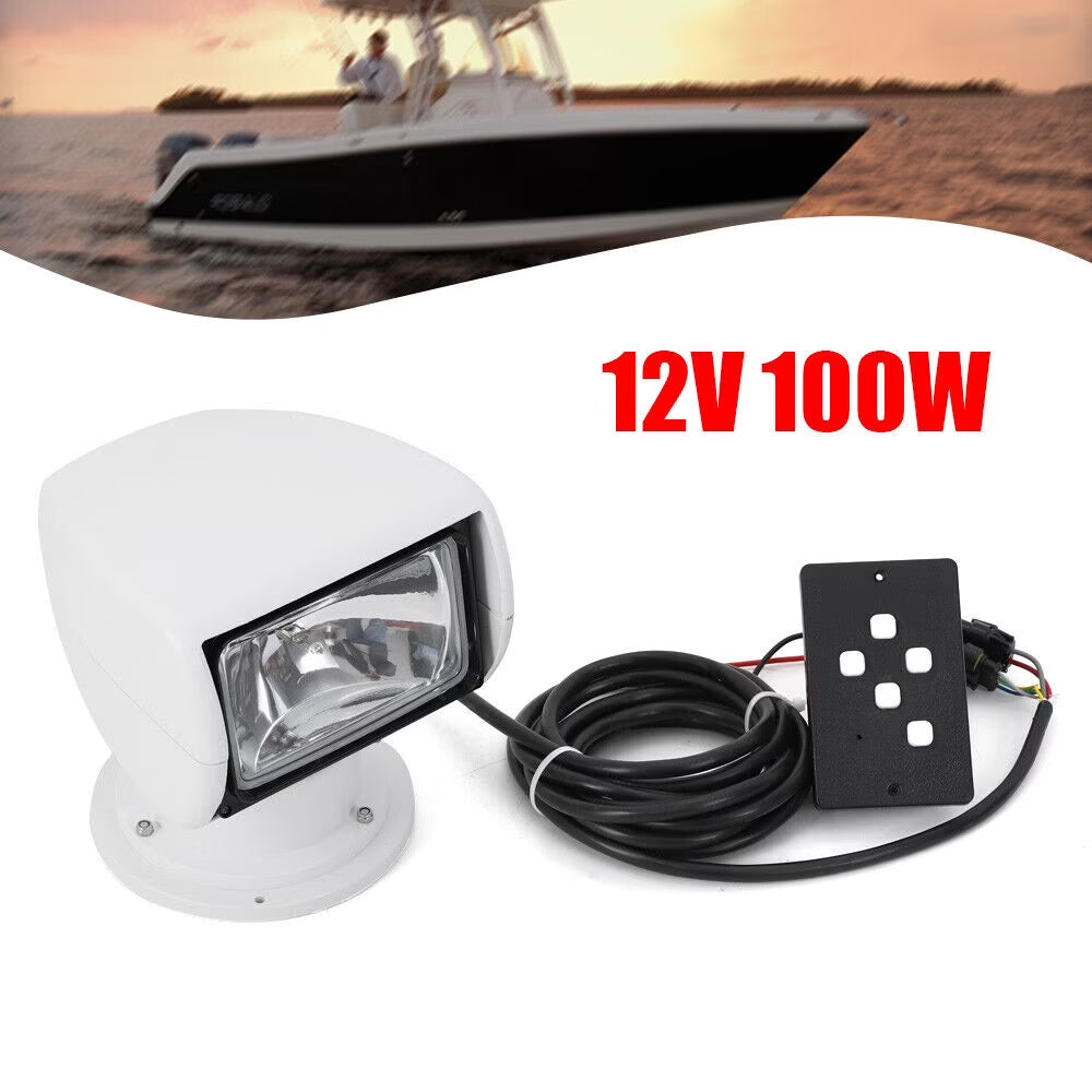 12V 100W Marine Spotlight Remote Control Searchlight 360° Rotate Waterproof G82894