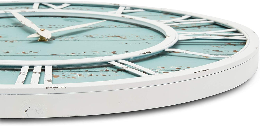 24 Inch White Metal Frame Roman Numerals Wall Clock O84894
