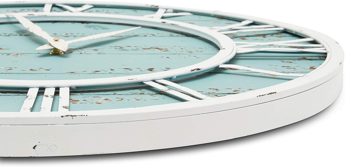 24 Inch White Metal Frame Roman Numerals Wall Clock O84894