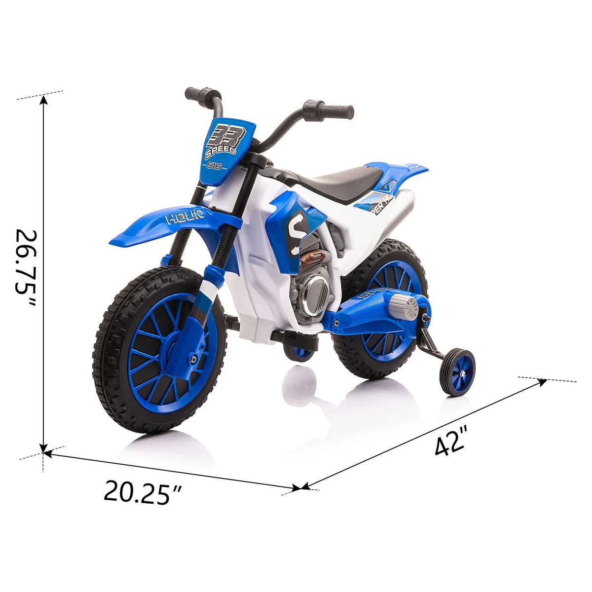 12V Kids Off-Road Ride on Dirt Bike with Training Wheels, Green K640