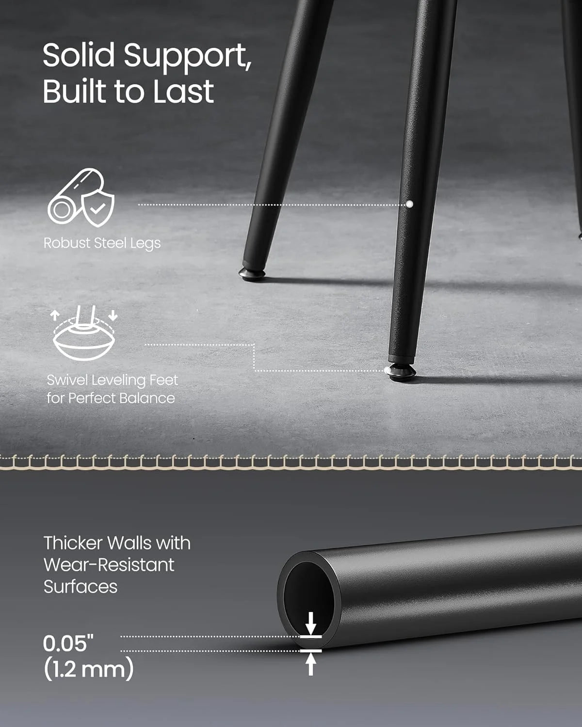 Ink Black Upholstered Dining Stools Set of 2 C96679