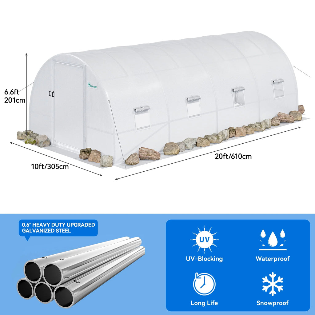 20x10x7ft Heavy Duty Walk-in Greenhouse W9640