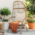 Beige Wicker Egg Chair with Ottoman C8349