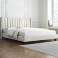 Queen Platform Bed with Upholstered Headboard, Navy Blue P164