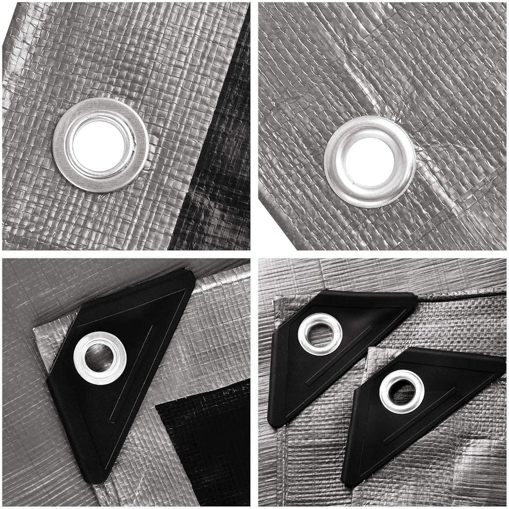 Heavy Duty Reinforced Poly Tarp Waterproof Tarpaulin 10-mil with Eyelets Q797549
