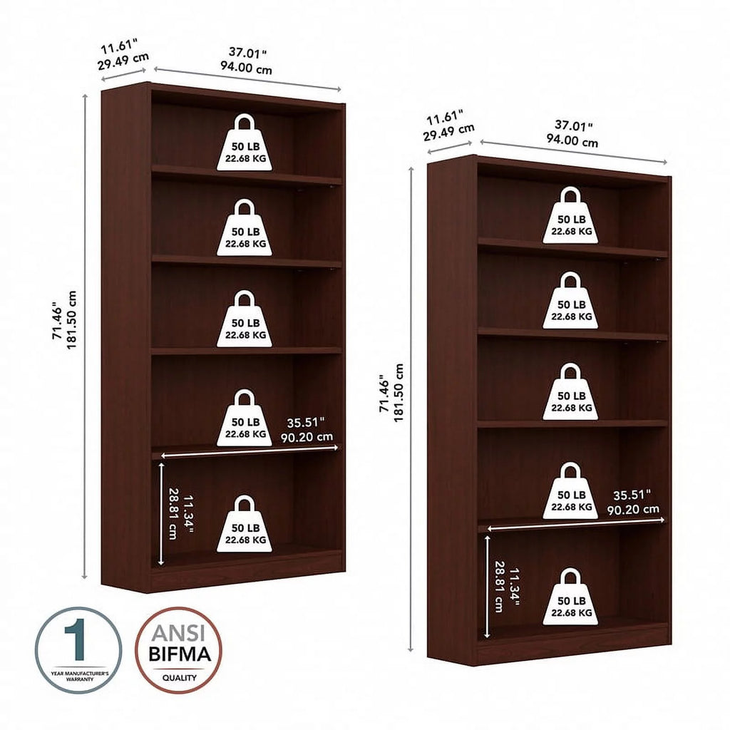 5 Shelf Bookcase Set of 2 T4028