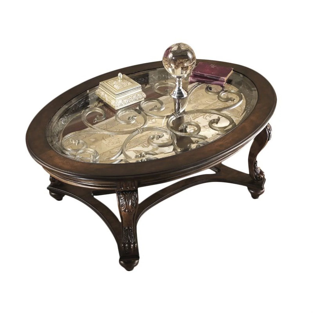 Dark Brown Oval Coffee Table Q973