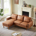 Brown L-Shape Sofa Couch with Suede Fabric U19157