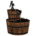 2-Tier Barrel Waterfall Fountain with Electric Pump L577121