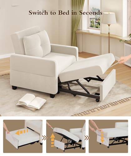 Blue Velvet 3 in 1 Convertible Sleeper Chair with Pillow V60142