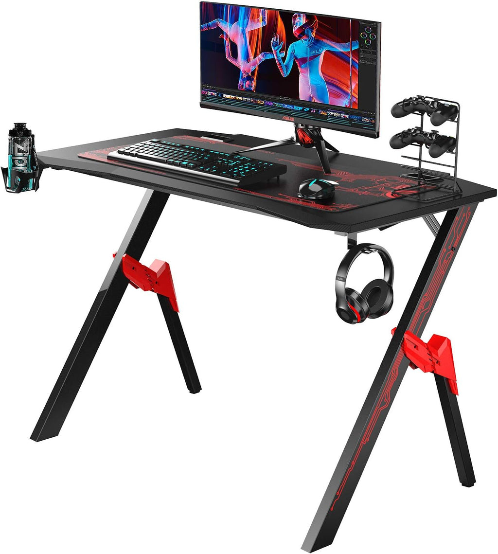 44 inch Carbon Fiber Gaming Desk with Cup Holder S992