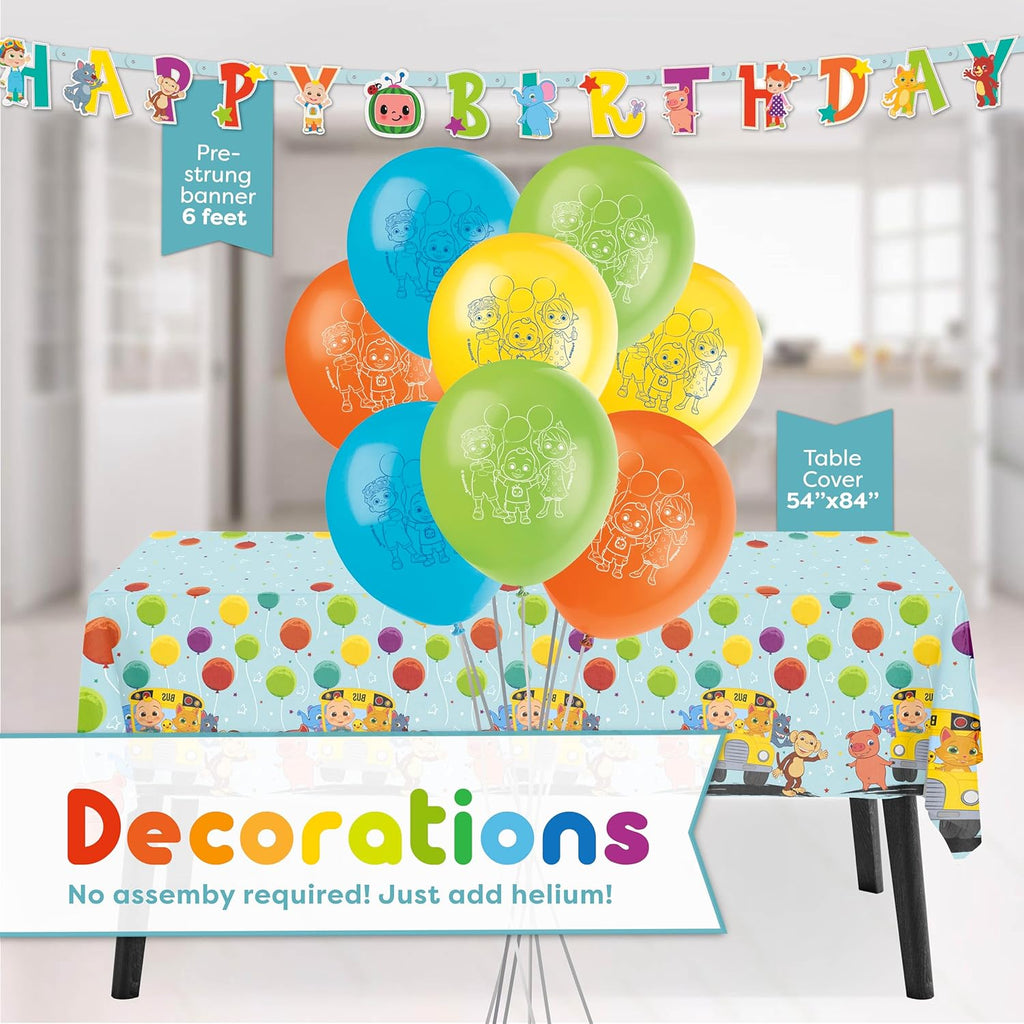 CoComelon Party Supplies Backdrop Balloons Tablecloth Plates Napkins Forks Sticker Z8578