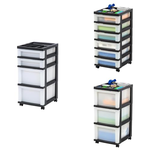 Black Plastic 4-Drawer Rolling Cart W737