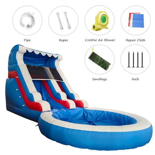 20FT Inflatable Water Slide with Climbing Ladder and Splash Pool E3946