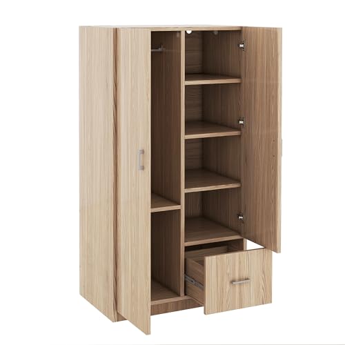 3 Door Wardrobe with Mirror and Hanging Rod X169776