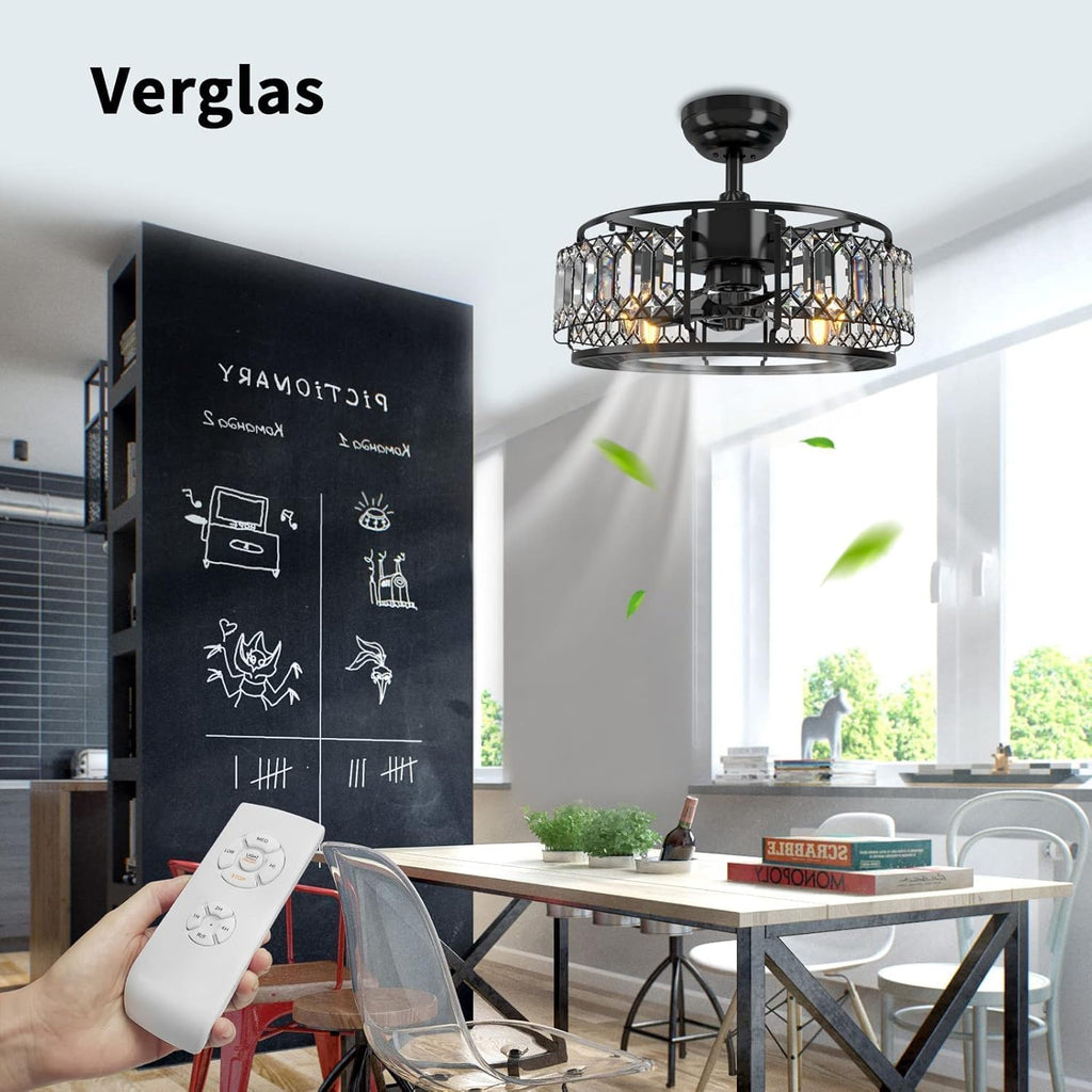 Black Industrial Ceiling Fan with Light Remote Z455