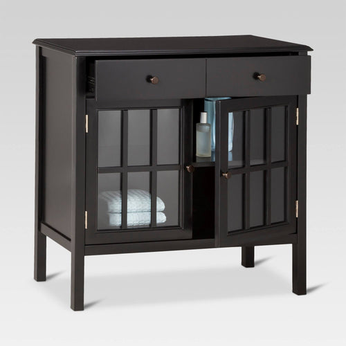 2 Door Cabinet with Drawers, Black U565036