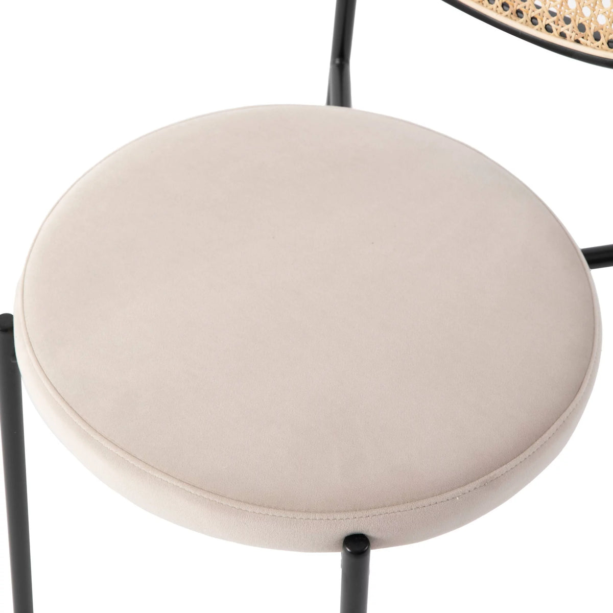 Beige Wicker Dining Chair with Steel Frame A71142