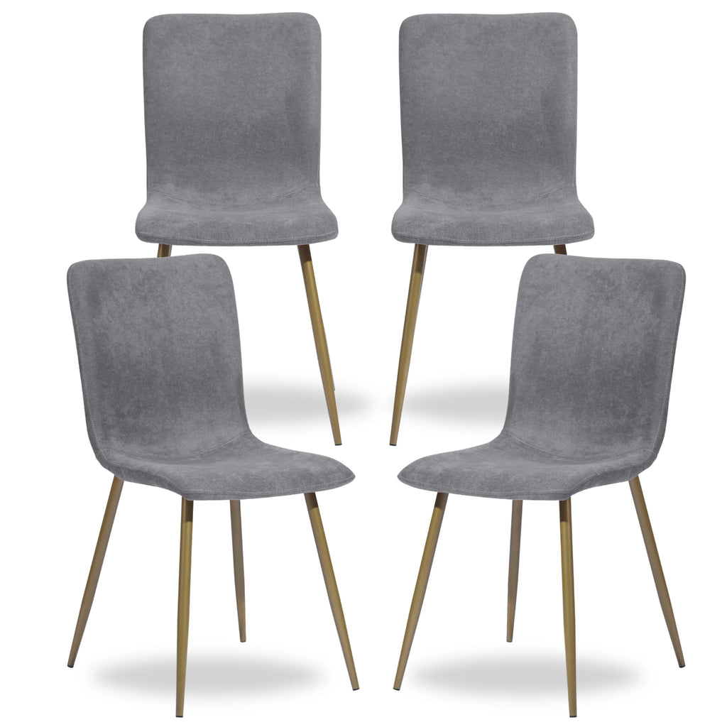 Velvet Dining Chairs Set of 4 Dark Gray Metal Legs Z70049