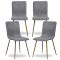 Velvet Dining Chairs Set of 4 Dark Gray Metal Legs Z70049