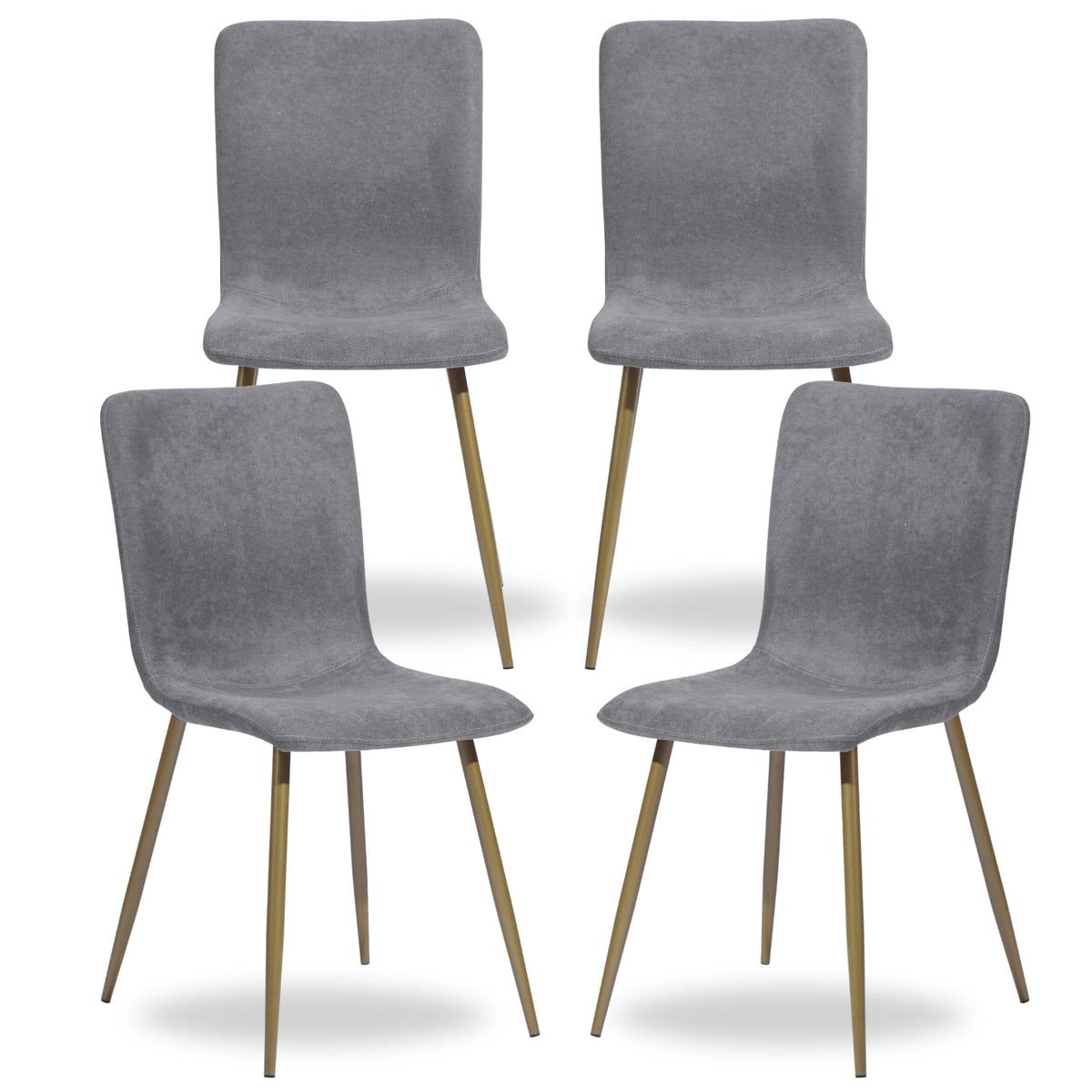Velvet Dining Chairs Set of 4 Dark Gray Metal Legs Z70049