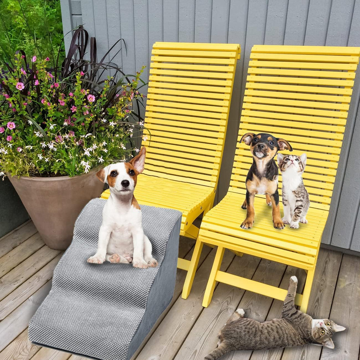3 Tiers Non-Slip Foam Dog Ramp Stairs for Sofa F73798