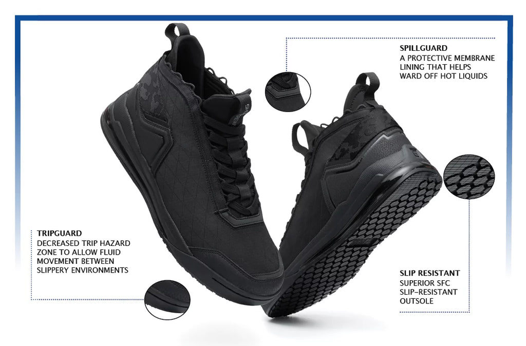 Black Water Resistant Slip Resistant Work Sneakers I344