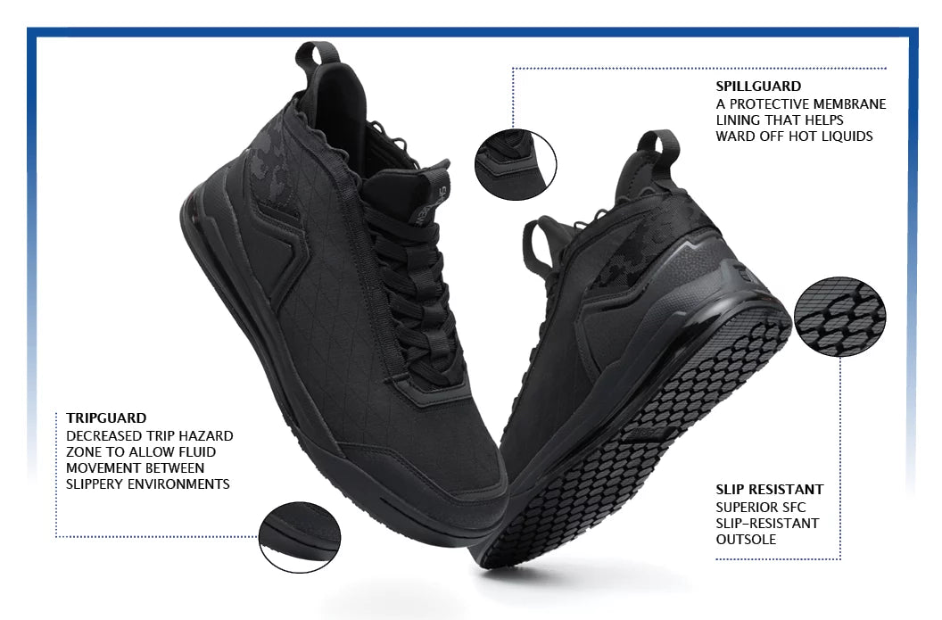 Black Water Resistant Slip Resistant Work Sneakers I344