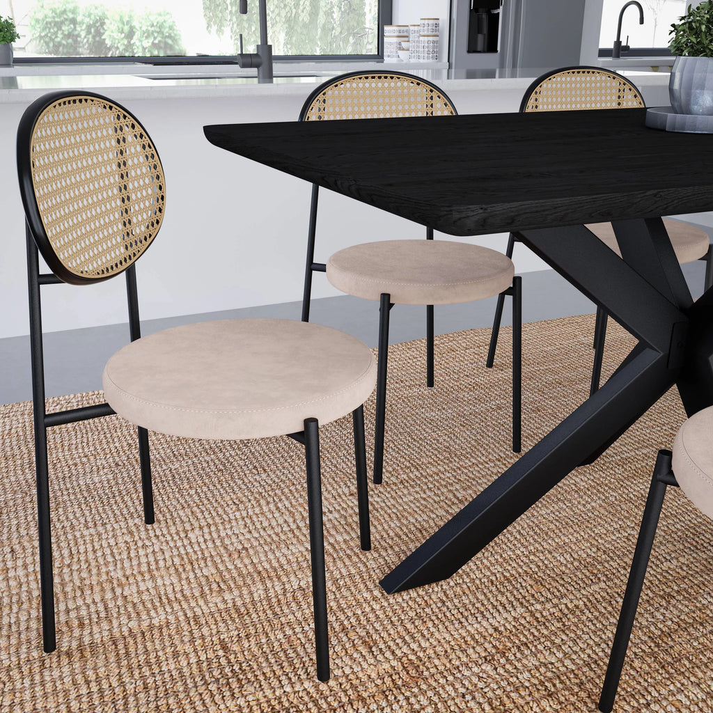 Beige Wicker Dining Chair with Steel Frame A71142