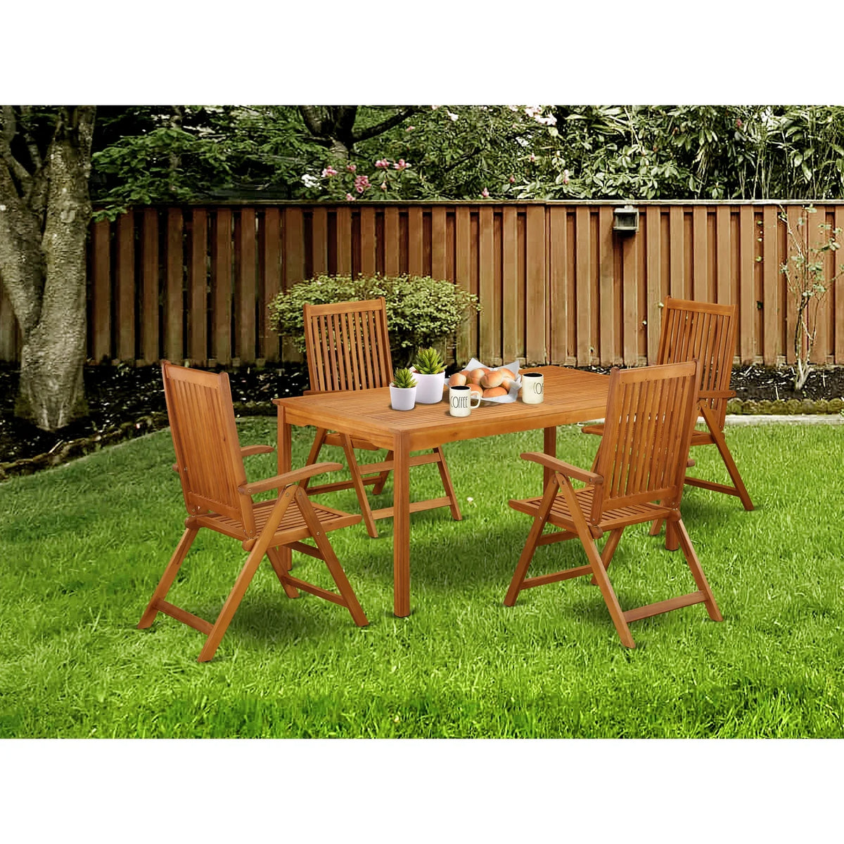 5 Pc Acacia Outdoor Table and Chairs J5199