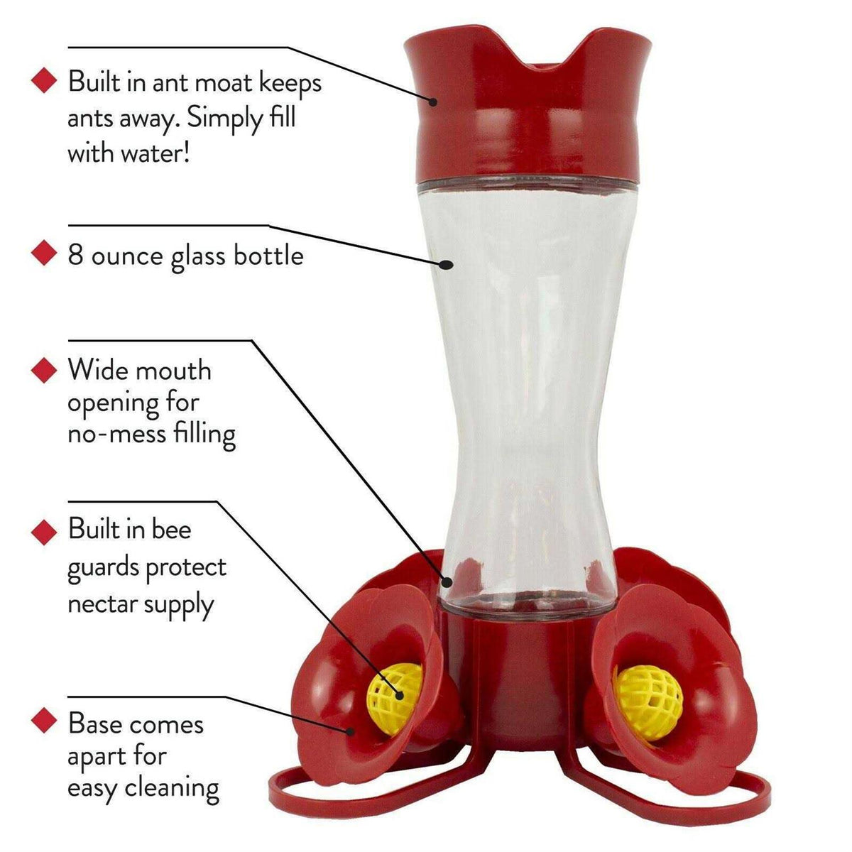 Glass Hummingbird Feeder 8 oz X35494