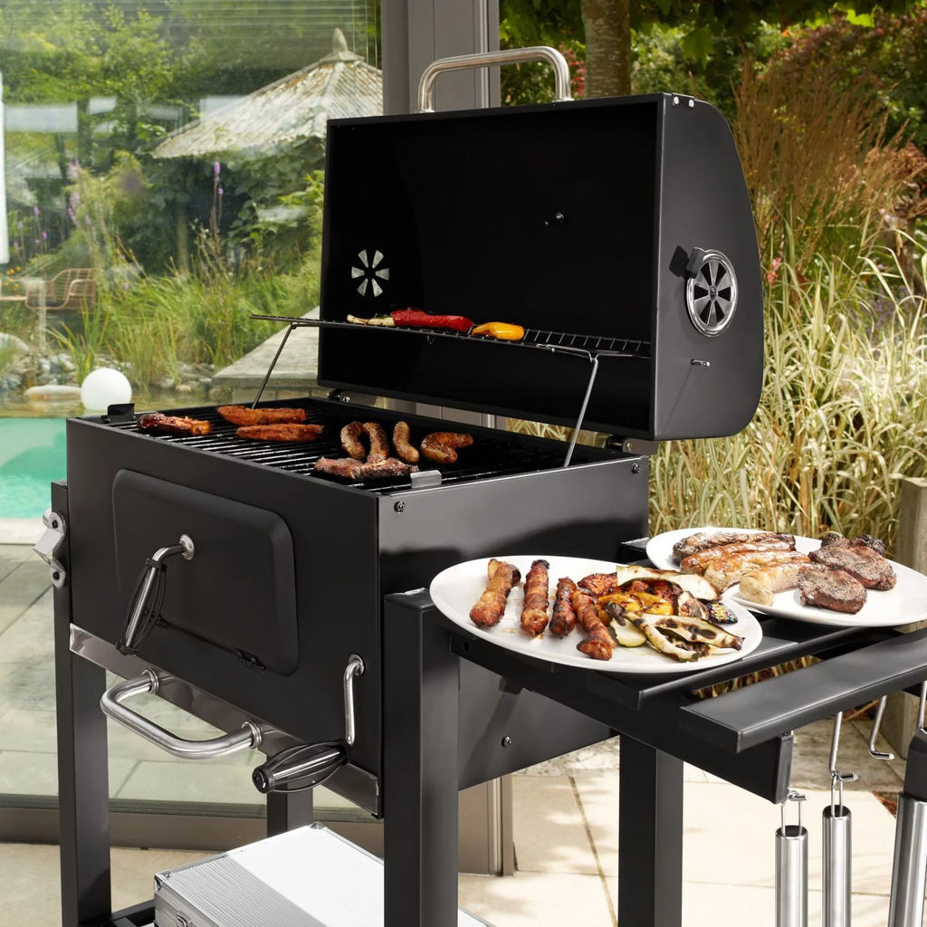 24-inch Charcoal BBQ Grill with 2 Folding Side Shelves K63406