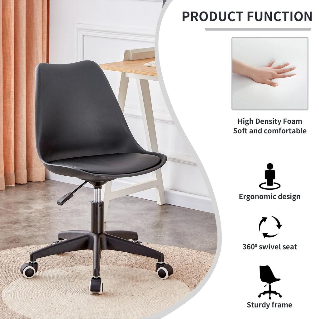 Black Adjustable 360 °Swivel Armless Computer Chair J991