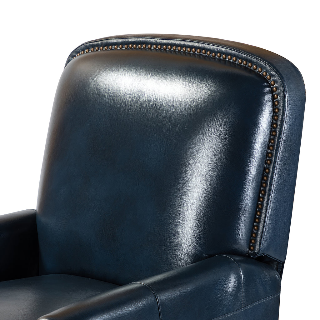 Navy Leather Recliner Armchair with Birch Wood Legs Z374533