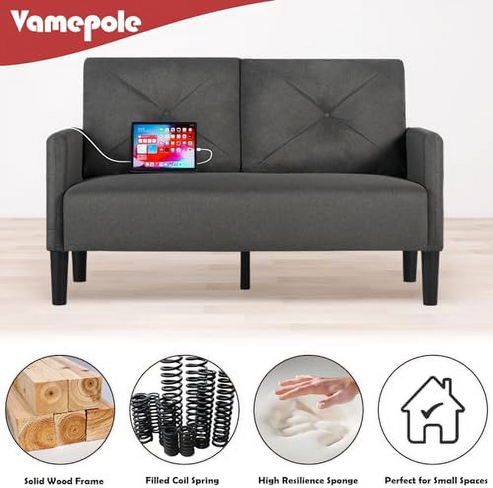 56" Tufted 2 Seater Sofa with Charger Port D6807