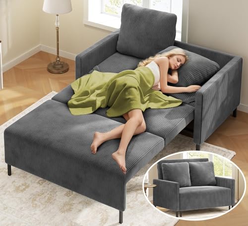 Blue Velvet 3 in 1 Convertible Sleeper Chair with Pillow V60142