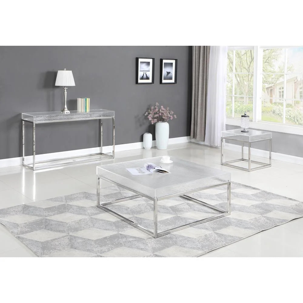 Contemporary Square Cocktail Table with Acrylic Top & Steel Frame J970