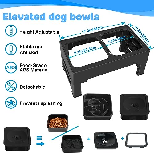 2-in-1 Elevated Slow Feeder Dog Bowls with Non-Skid Silicone Mat E3386