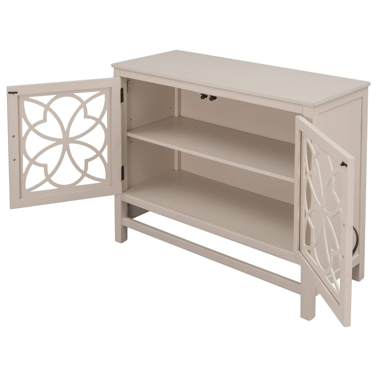Cream White Wood Accent Sideboard Storage Cabinet with Doors and Shelf R574