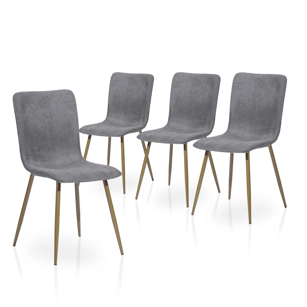 Velvet Dining Chairs Set of 4 Dark Gray Metal Legs Z70049