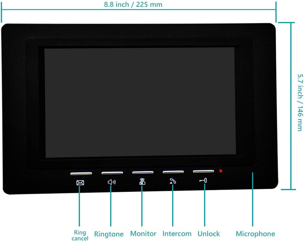 7 Inches Wired Video Door Phone System with IR Night Vision Camera V856