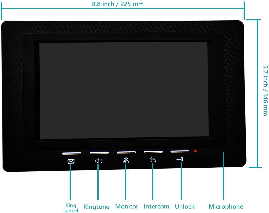 7 Inches Wired Video Door Phone System with IR Night Vision Camera V856