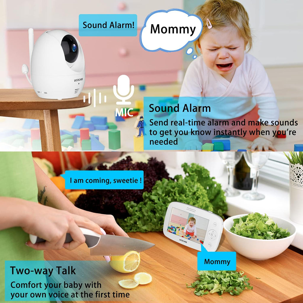 Baby Monitor with Camera and Audio, Night Vision, PTZ, Motion Detection, Temperature Monitor, 2-Way Talk B838284